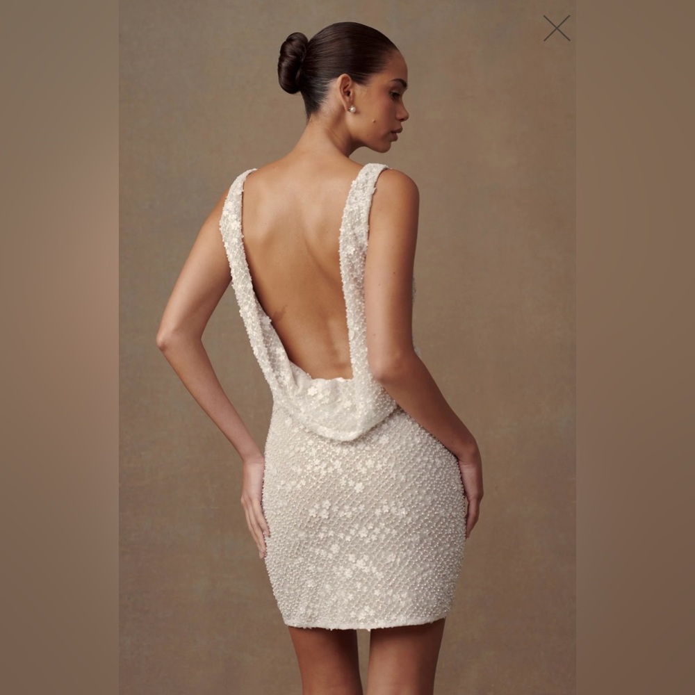 Meshki - Louanne Daisy Beaded Mini Dress - White Size M